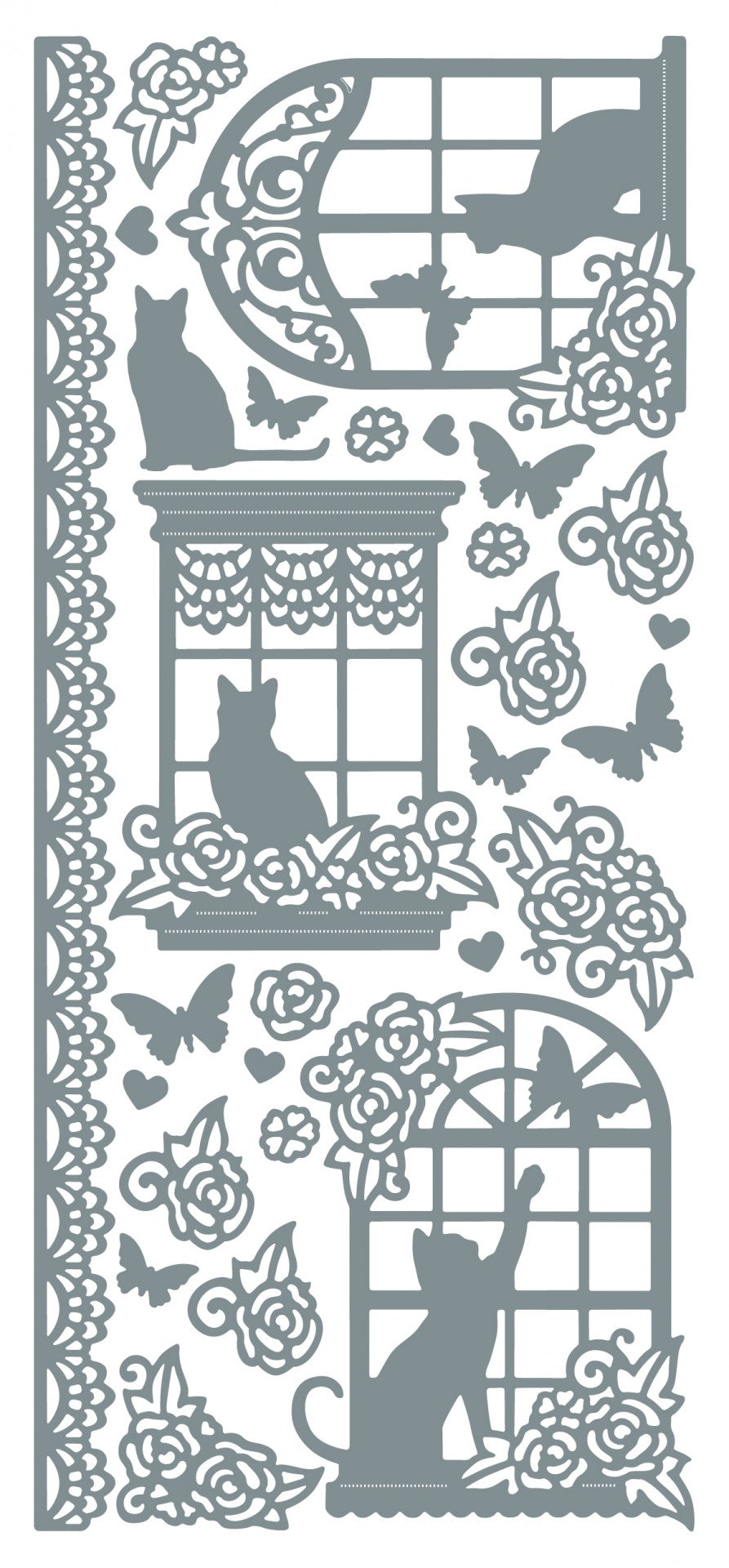 Cat In Window Outline Sticker  4056