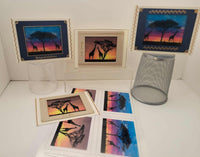 GlitterFilm and Vintage Hue 4 Card Kit Safari Animals 1