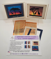 GlitterFilm and Vintage Hue 4 Card Kit Safari Animals 1