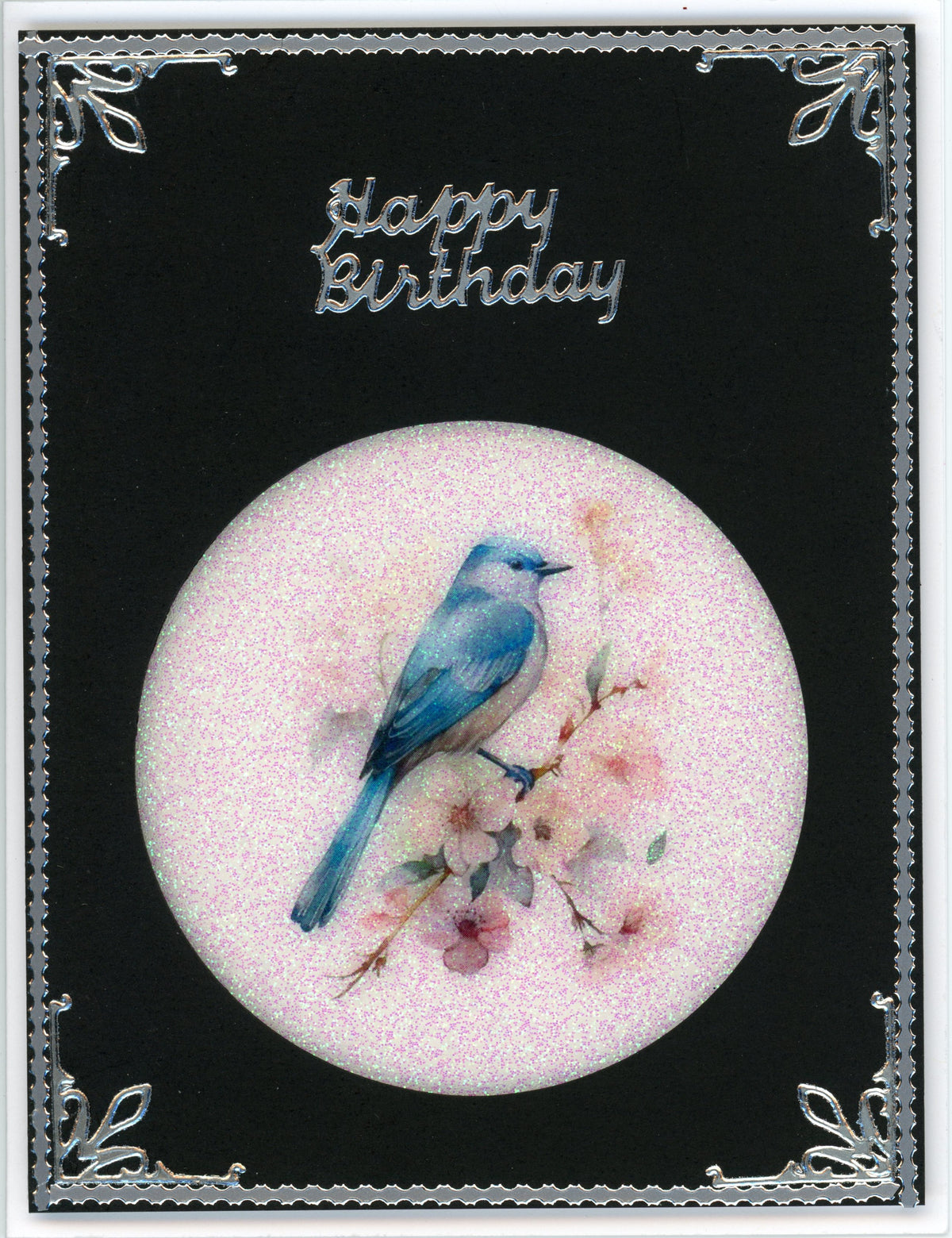 GlitterFilm and Vintage Hue 12 Card Kit Apple Blossom Bird Squares
