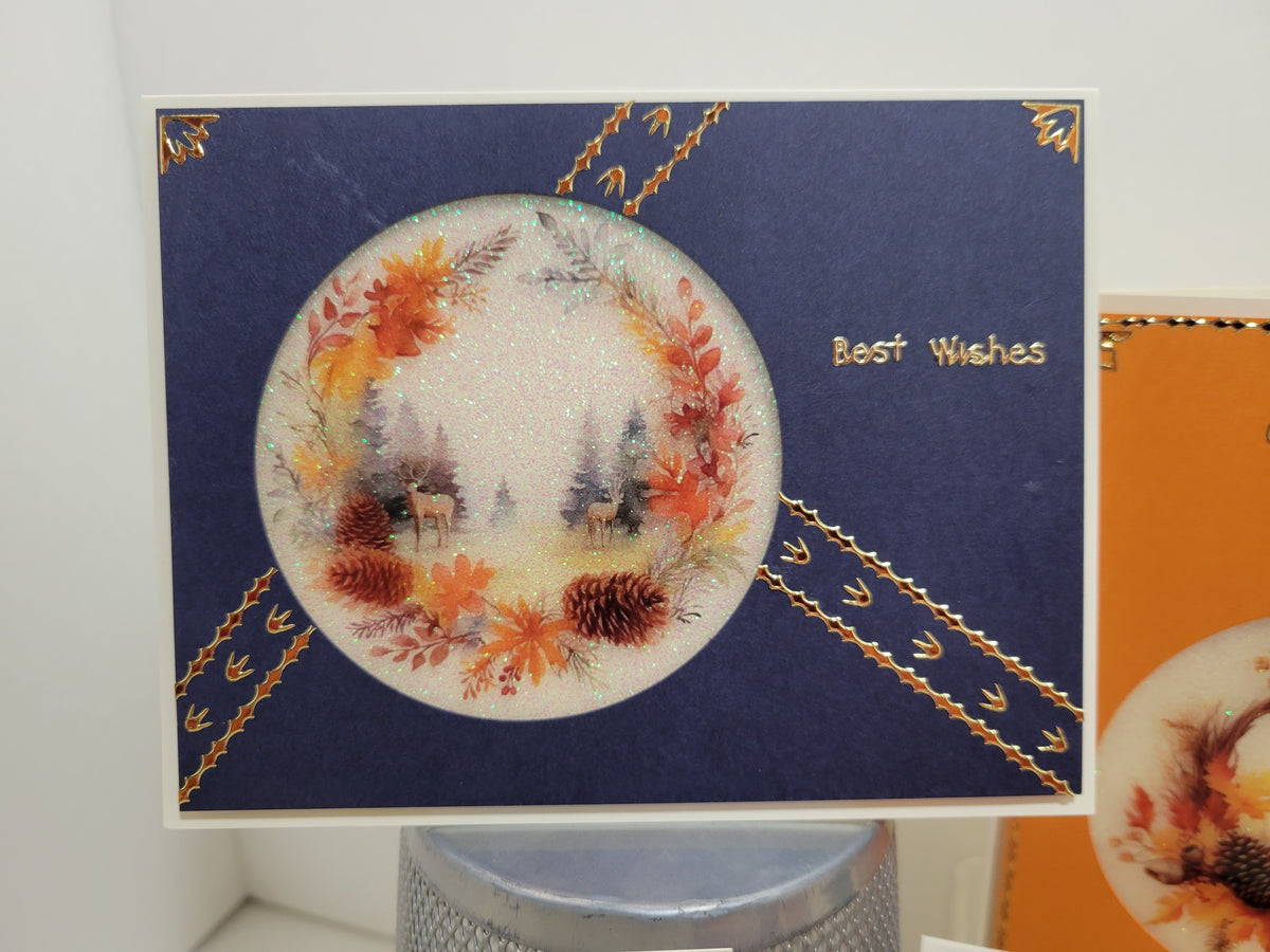 GlitterFilm and Vintage Hue 12 Card Kit Autumn Leaves Rounds