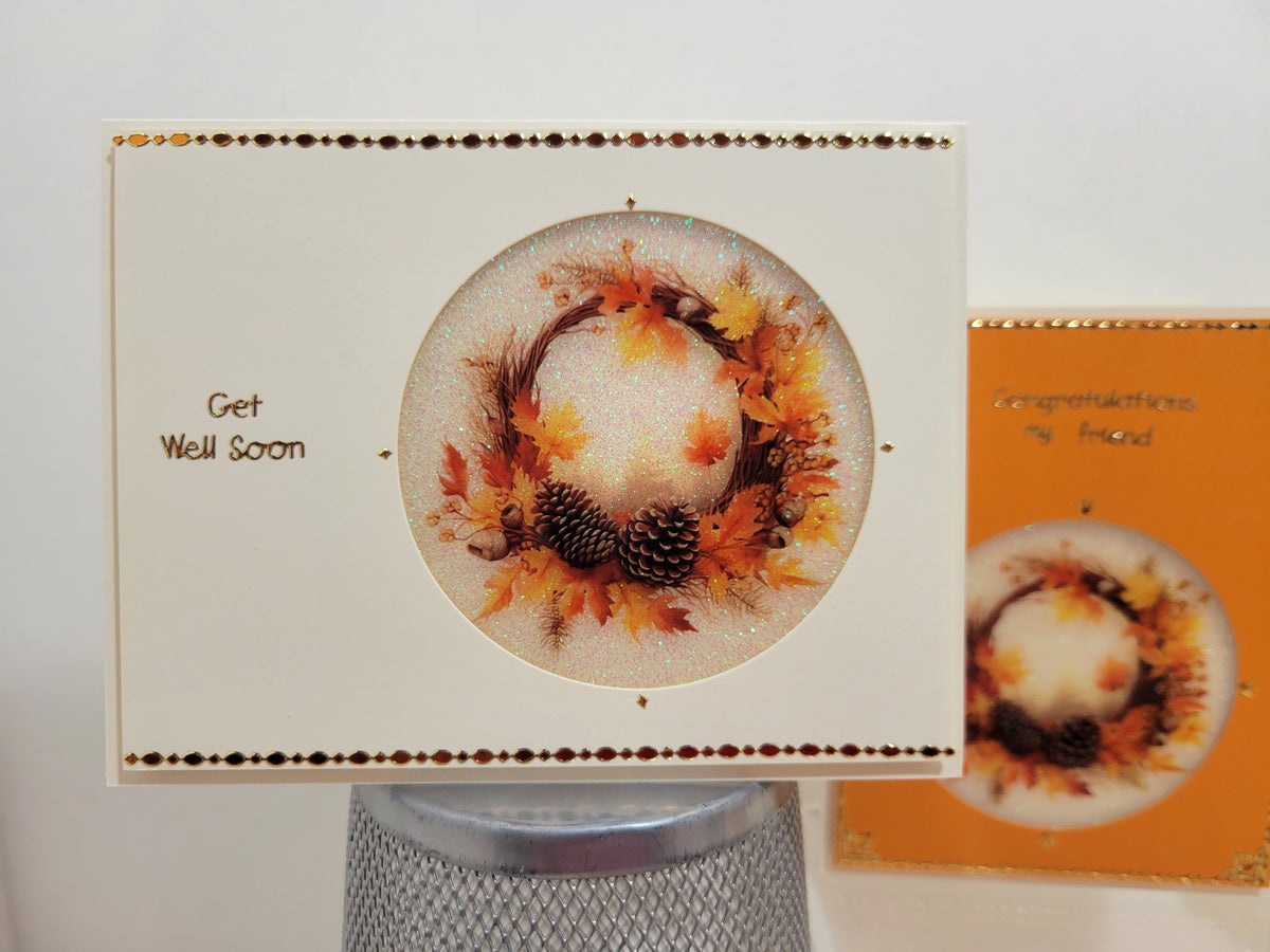 GlitterFilm and Vintage Hue 12 Card Kit Autumn Leaves Rounds