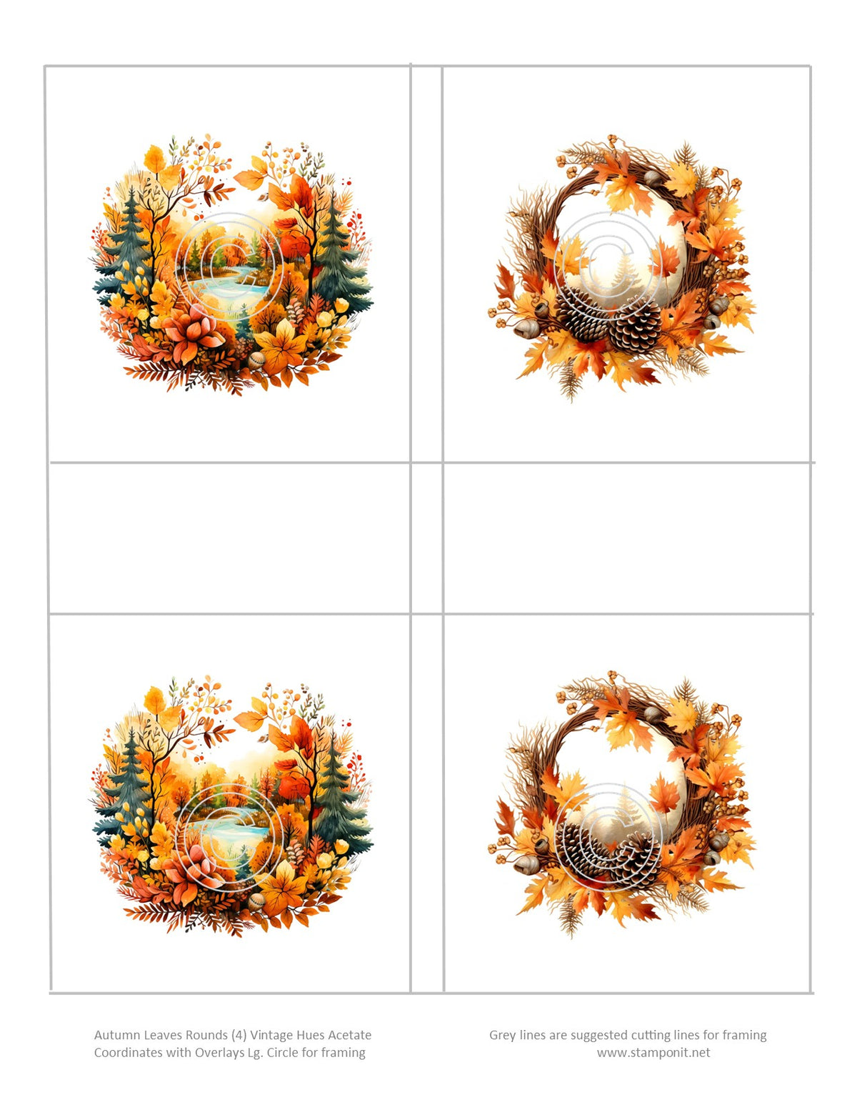 GlitterFilm and Vintage Hue 4 Card Kit Autumn Leaves Rounds