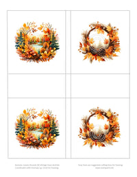 GlitterFilm and Vintage Hue 4 Card Kit Autumn Leaves Rounds