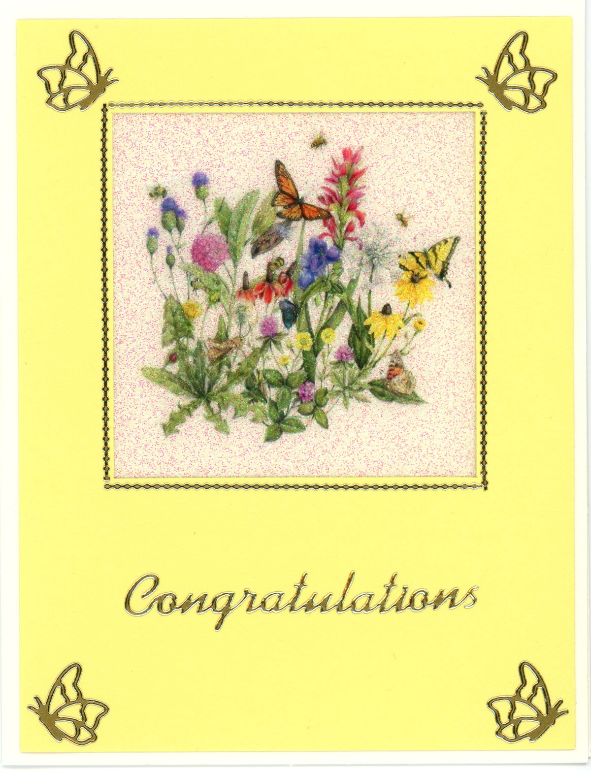 GlitterFilm & Vintage Hues 12 Card Kit Butterflies Flower Squares 2