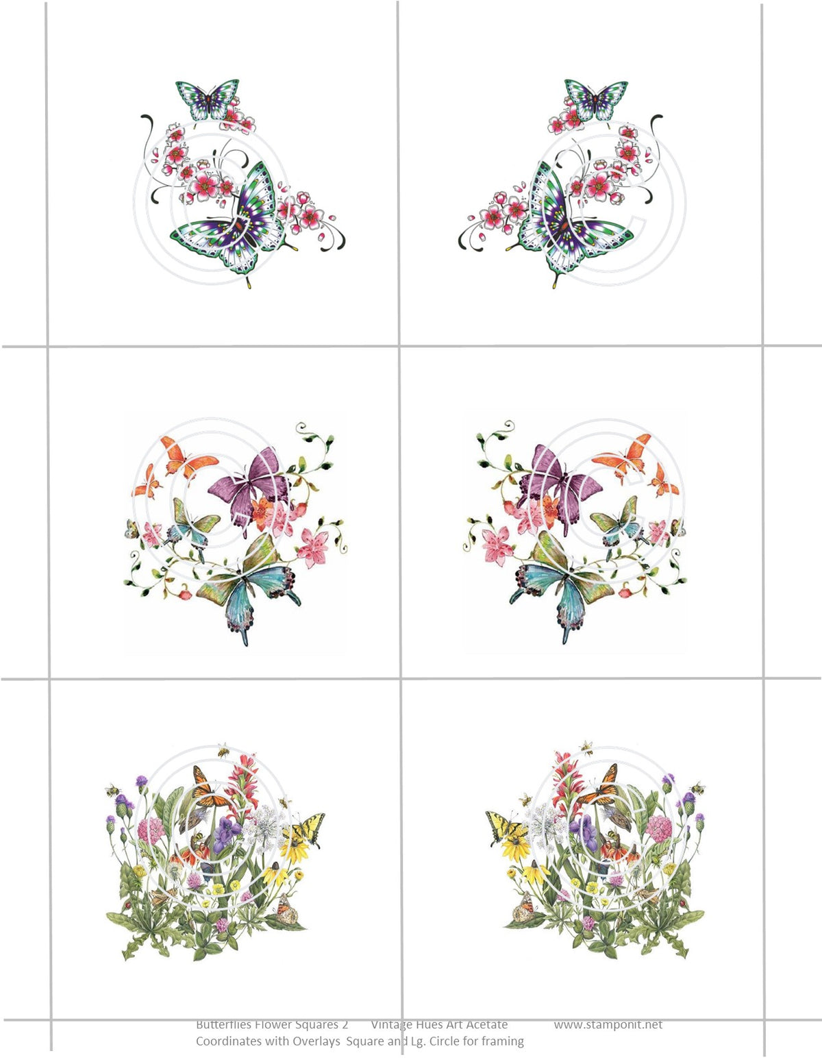 GlitterFilm & Vintage Hues 12 Card Kit Butterflies Flower Squares 2