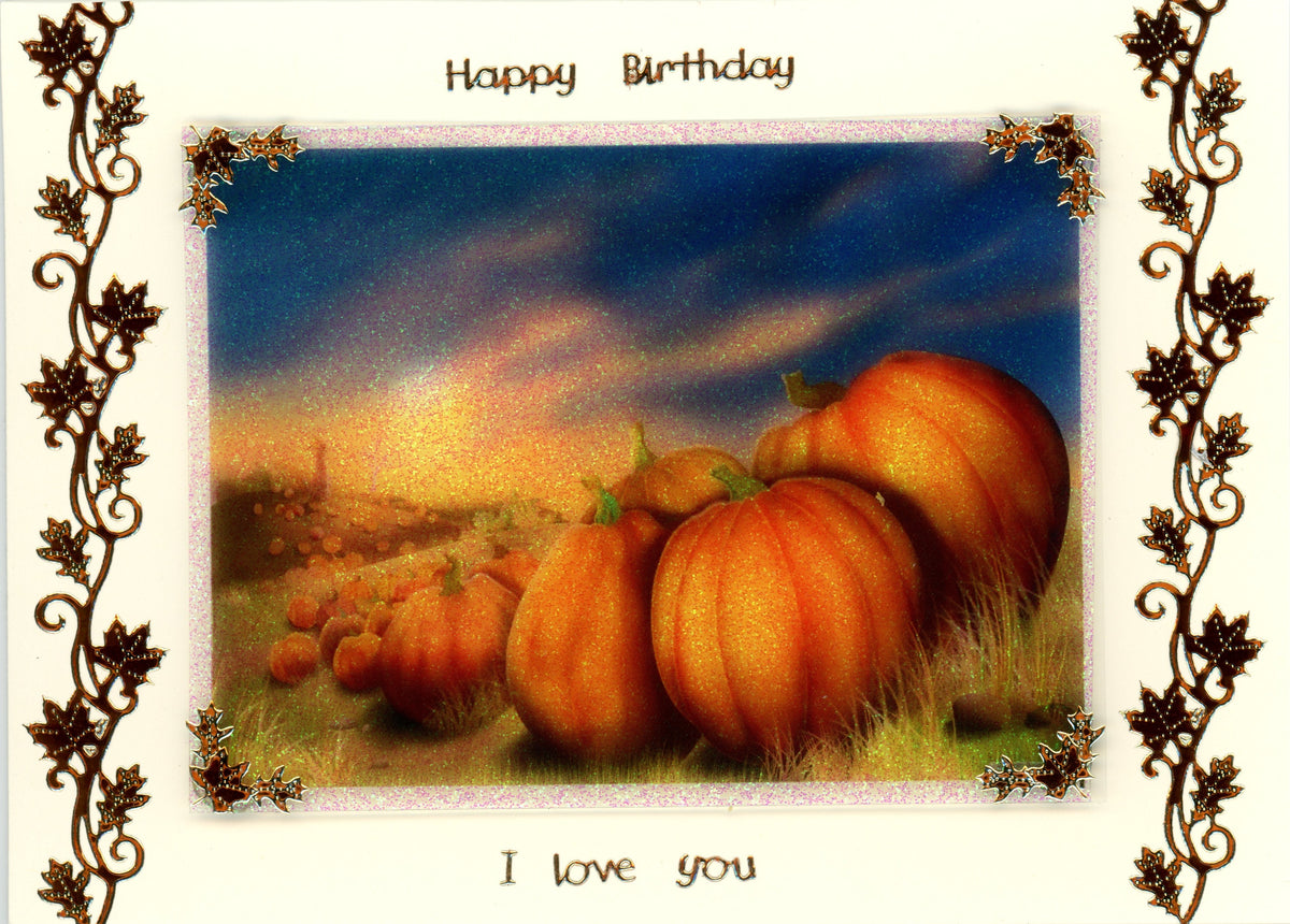 GlitterFilm and Vintage Hue 4 Card Kit Fall Pumpkin Scene