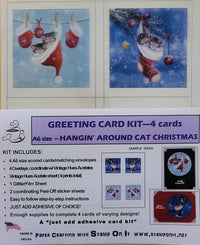 GlitterFilm and Vintage Hue 4 Card Kit Hangin' Around Cat Christmas