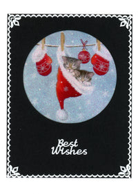 GlitterFilm and Vintage Hue 4 Card Kit Hangin' Around Cat Christmas