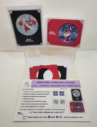 GlitterFilm and Vintage Hue 4 Card Kit Hangin' Around Cat Christmas