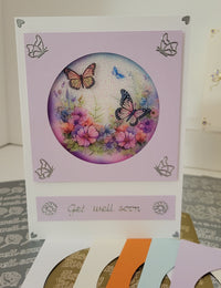 GlitterFilm and Vintage Hue 4 Card Kit Joan's Butterfly Garden