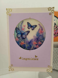 GlitterFilm and Vintage Hue 4 Card Kit Joan's Butterfly Garden