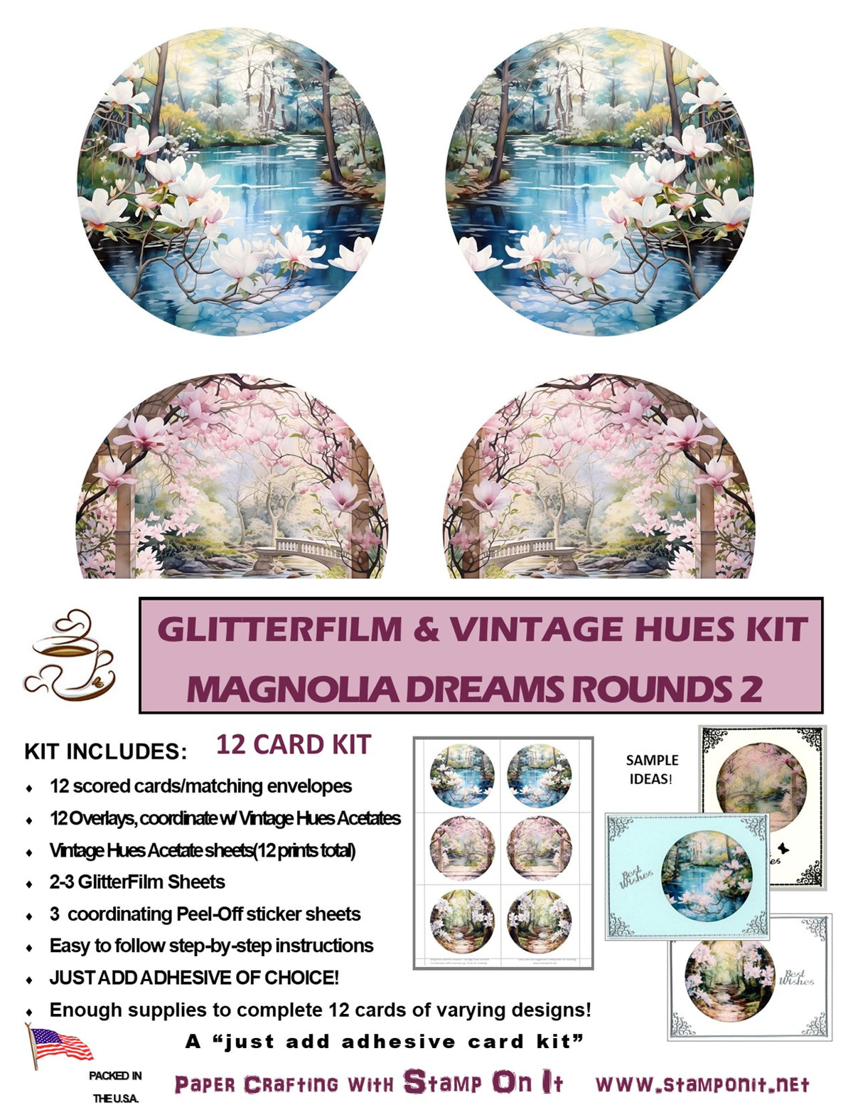 GlitterFilm and Vintage Hue 12 Card Kit Magnolia Dreams Rounds 2