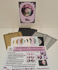 GlitterFilm and Vintage Hue 12 Card Kit Magnolia Dreams Rounds 1