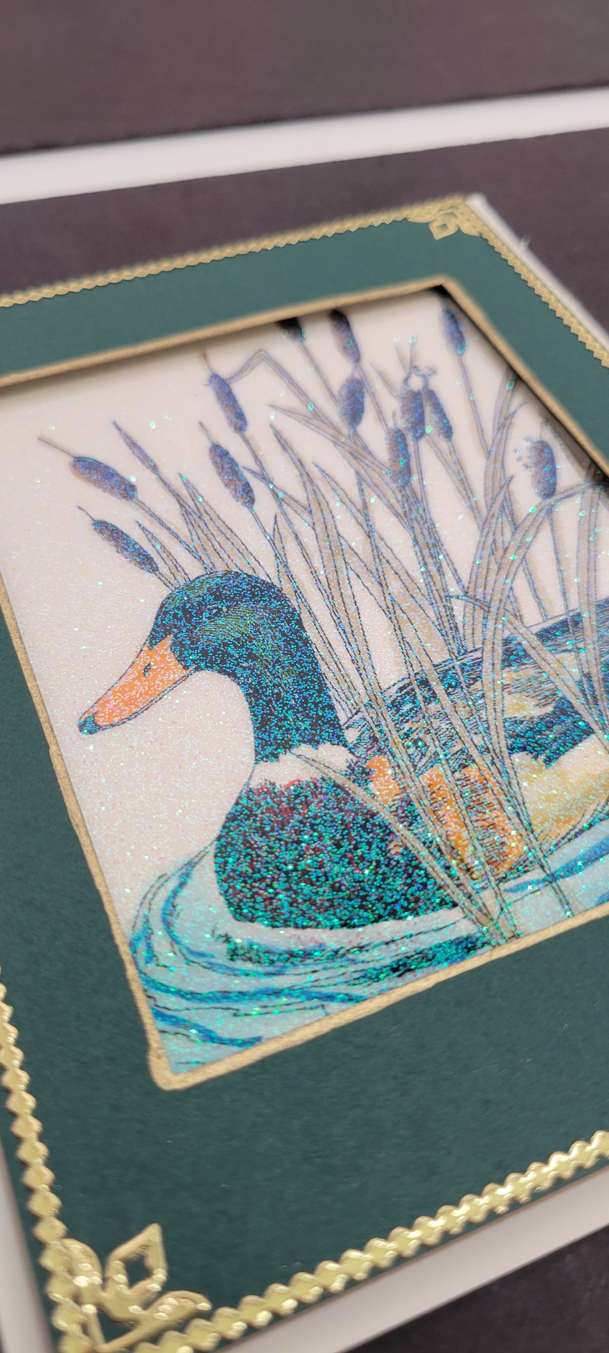 Mallard Duck in Cattails Art Rubber Stamp  ES 36601R