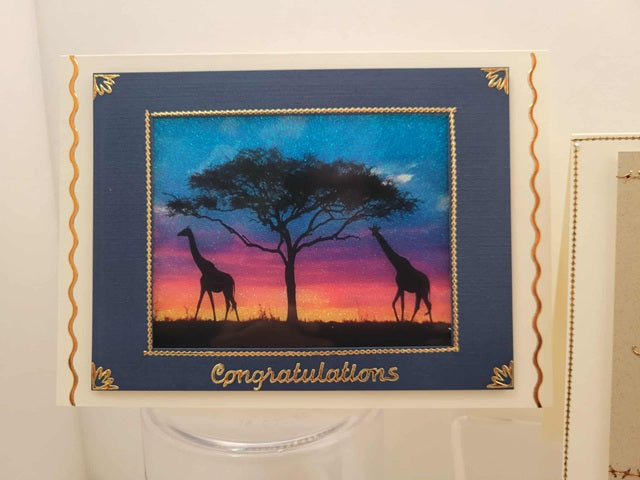 GlitterFilm and Vintage Hue 4 Card Kit Safari Animals 1