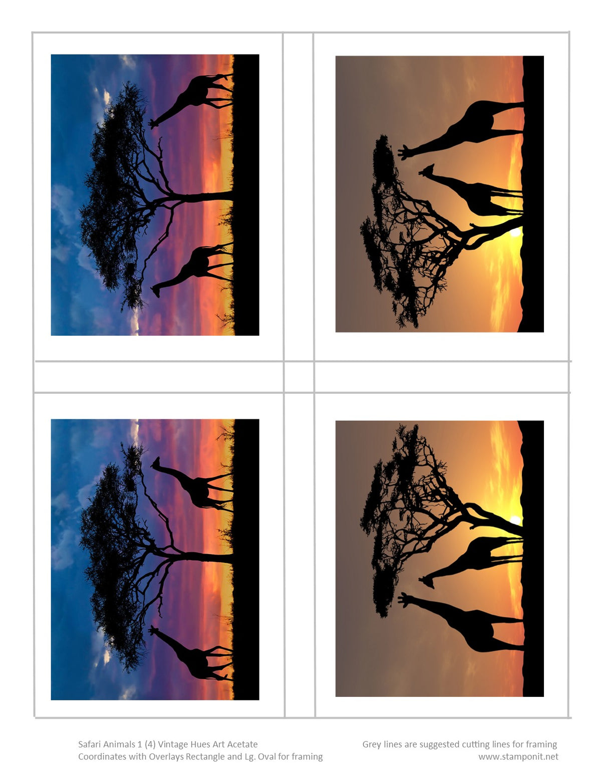 GlitterFilm and Vintage Hue 4 Card Kit Safari Animals 1