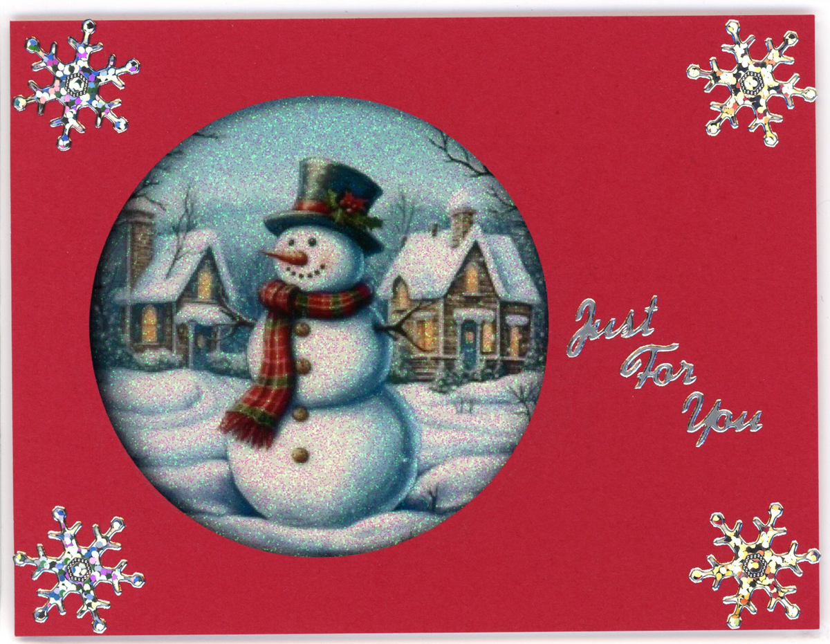 GlitterFilm and Vintage Hue 12 Card Kit Snowmen Rounds