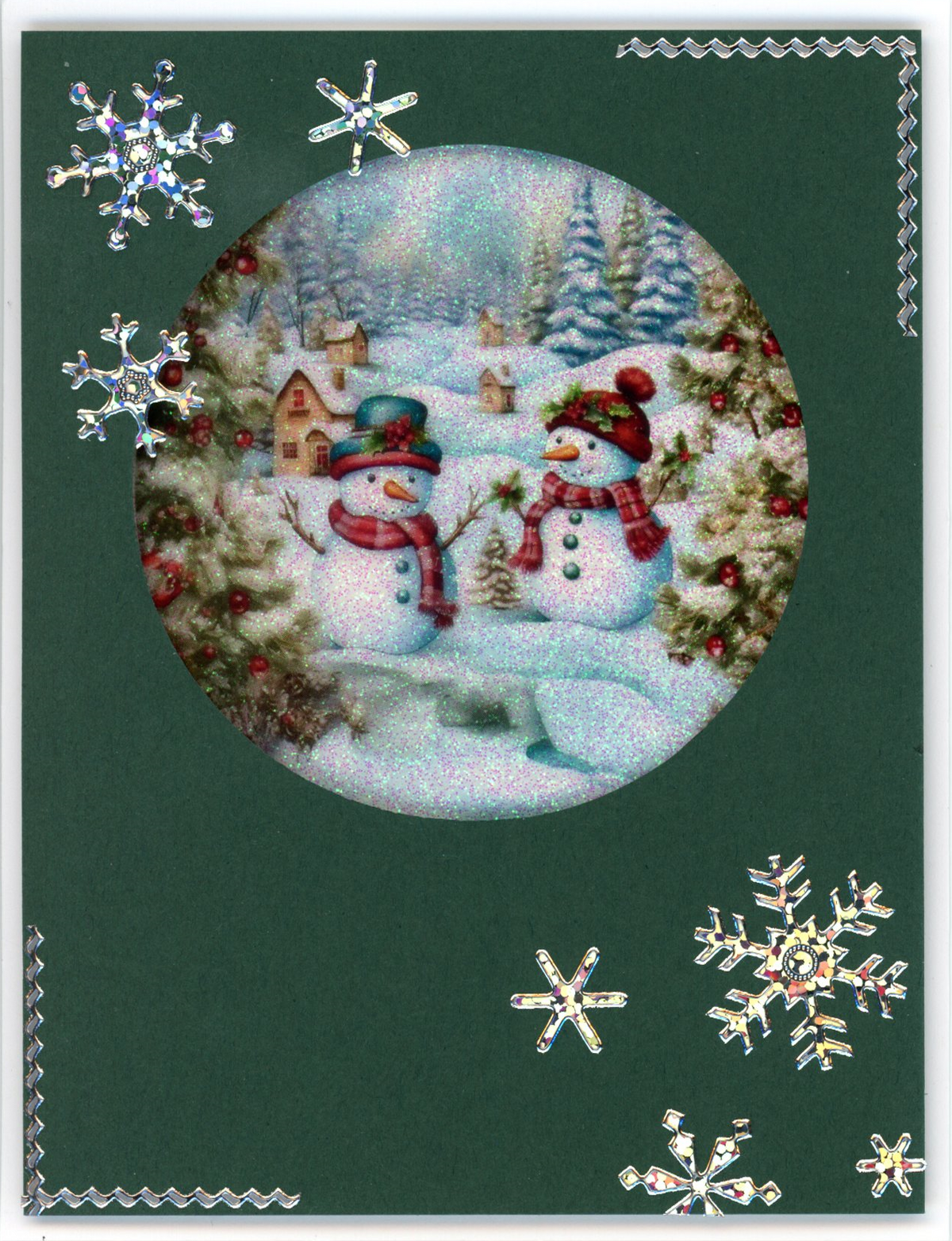 GlitterFilm and Vintage Hue 12 Card Kit Snowmen Rounds