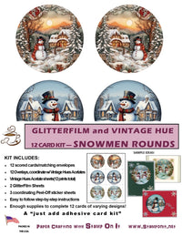 GlitterFilm and Vintage Hue 12 Card Kit Snowmen Rounds