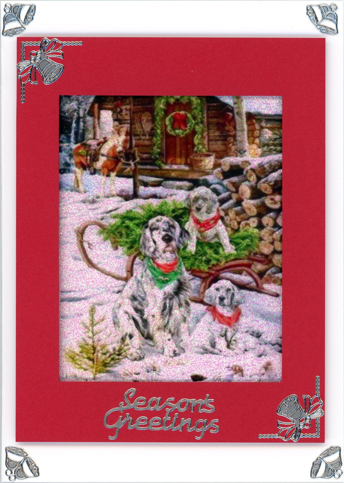 GlitterFilm and Vintage Hue 4 Card Kit Vintage Dog Christmas