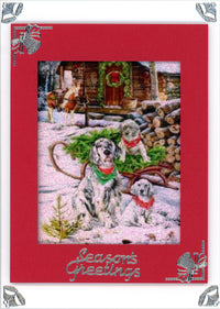 GlitterFilm and Vintage Hue 4 Card Kit Vintage Dog Christmas
