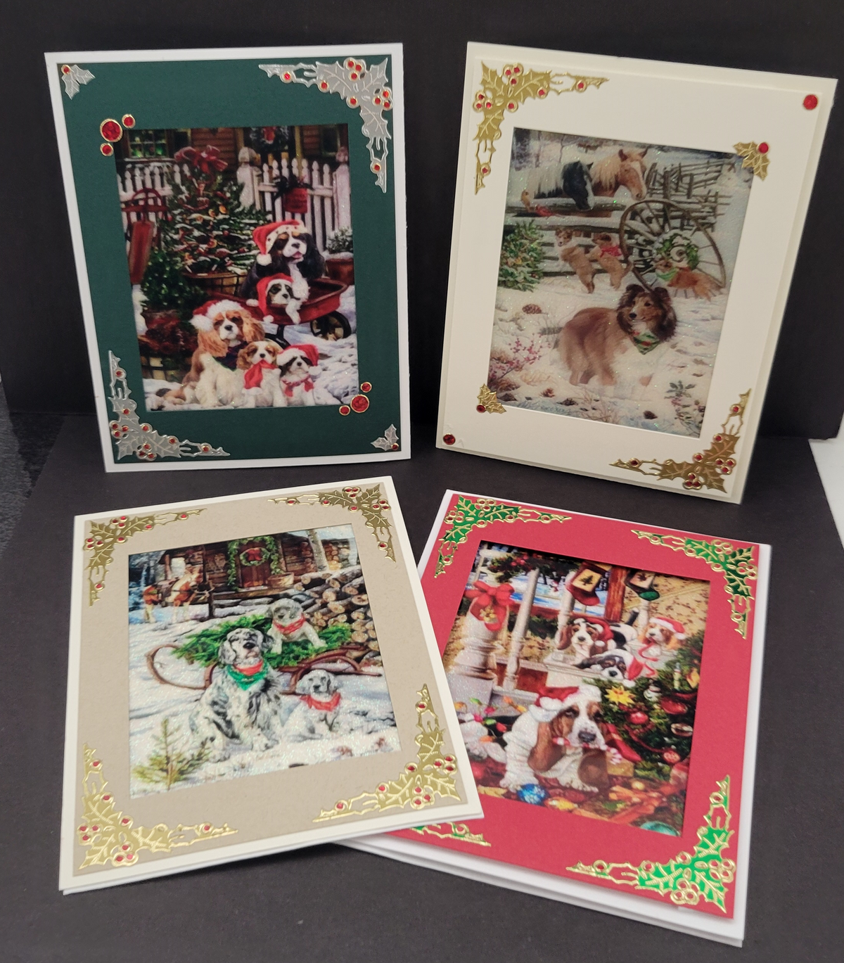 GlitterFilm and Vintage Hue 12 Card Kit  Vintage Dog Christmas