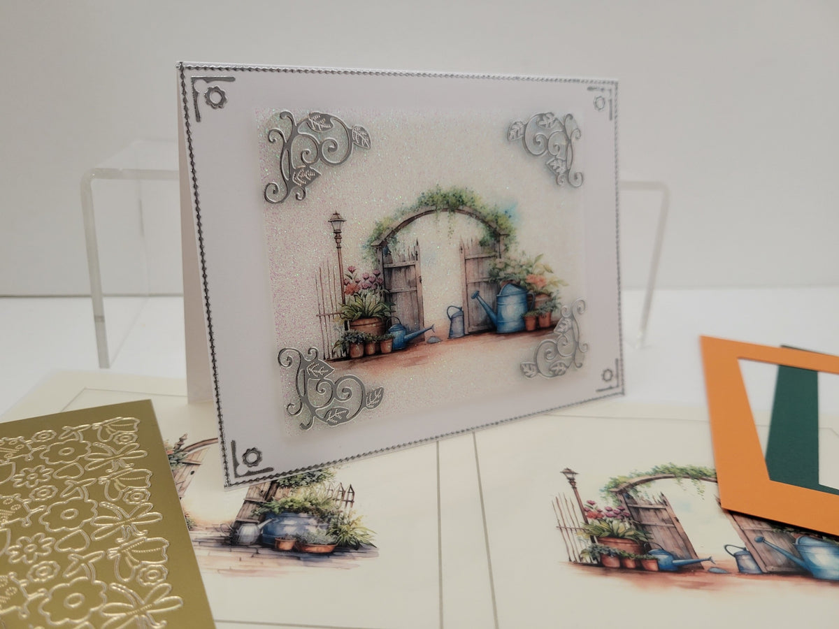 GlitterFilm and Vintage Hue 12 Card Kit Vintage Garden Gates