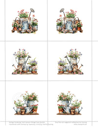 GlitterFilm and Vintage Hue 12 Card Kit Vintage Gardening Tools