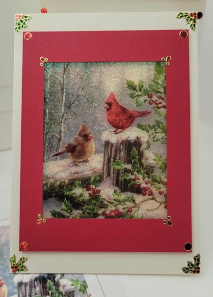 GlitterFilm and Vintage Hue 4 Card Kit Vintage Holiday Cardinals