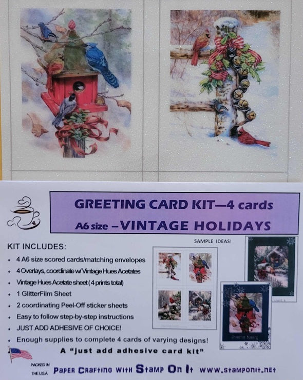 GlitterFilm and Vintage Hue 4 Card Kit Vintage Holidays
