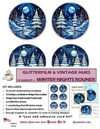 GlitterFilm and Vintage Hue 12 Card Kit Winter Nights Rounds