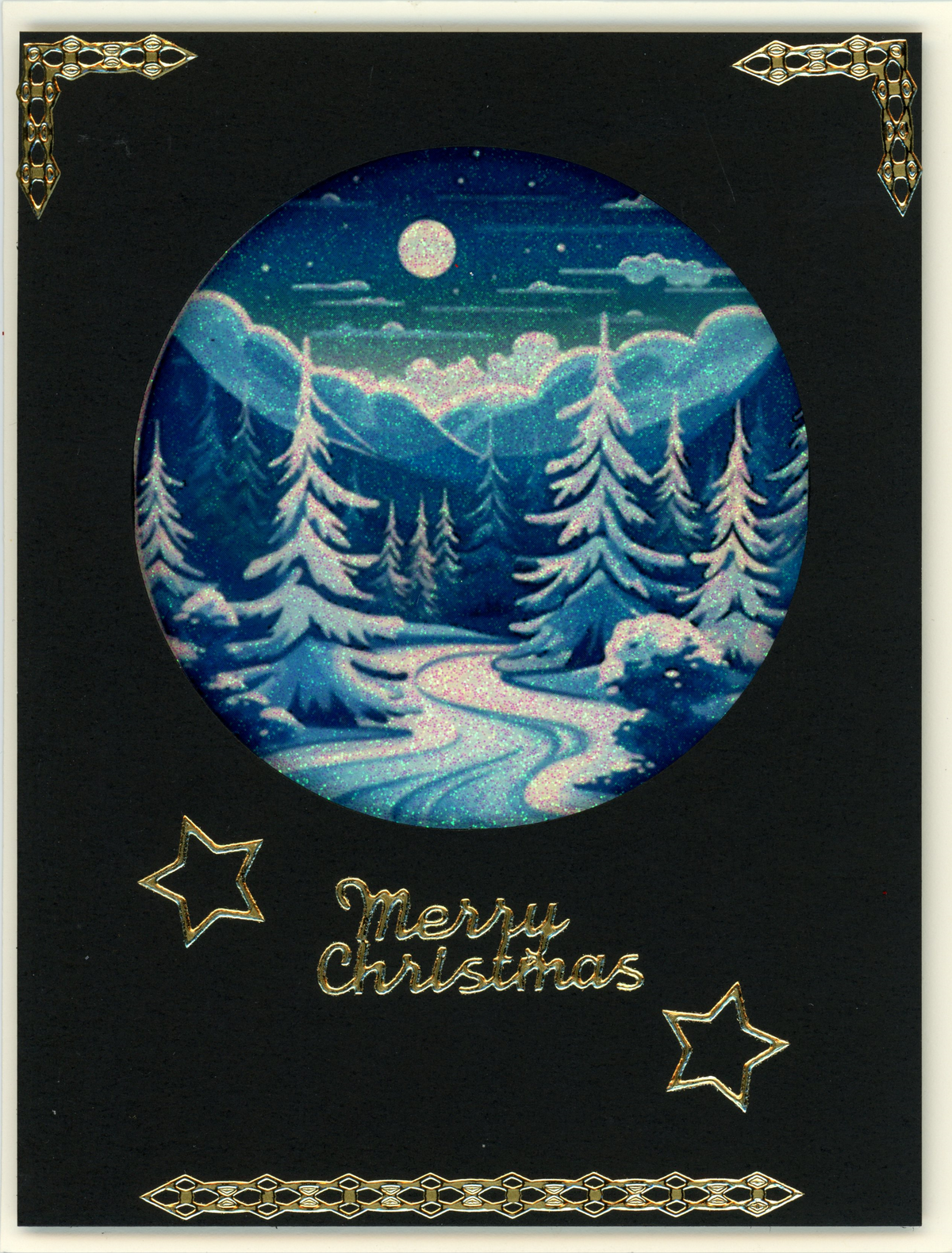 GlitterFilm and Vintage Hue 12 Card Kit Winter Nights Rounds