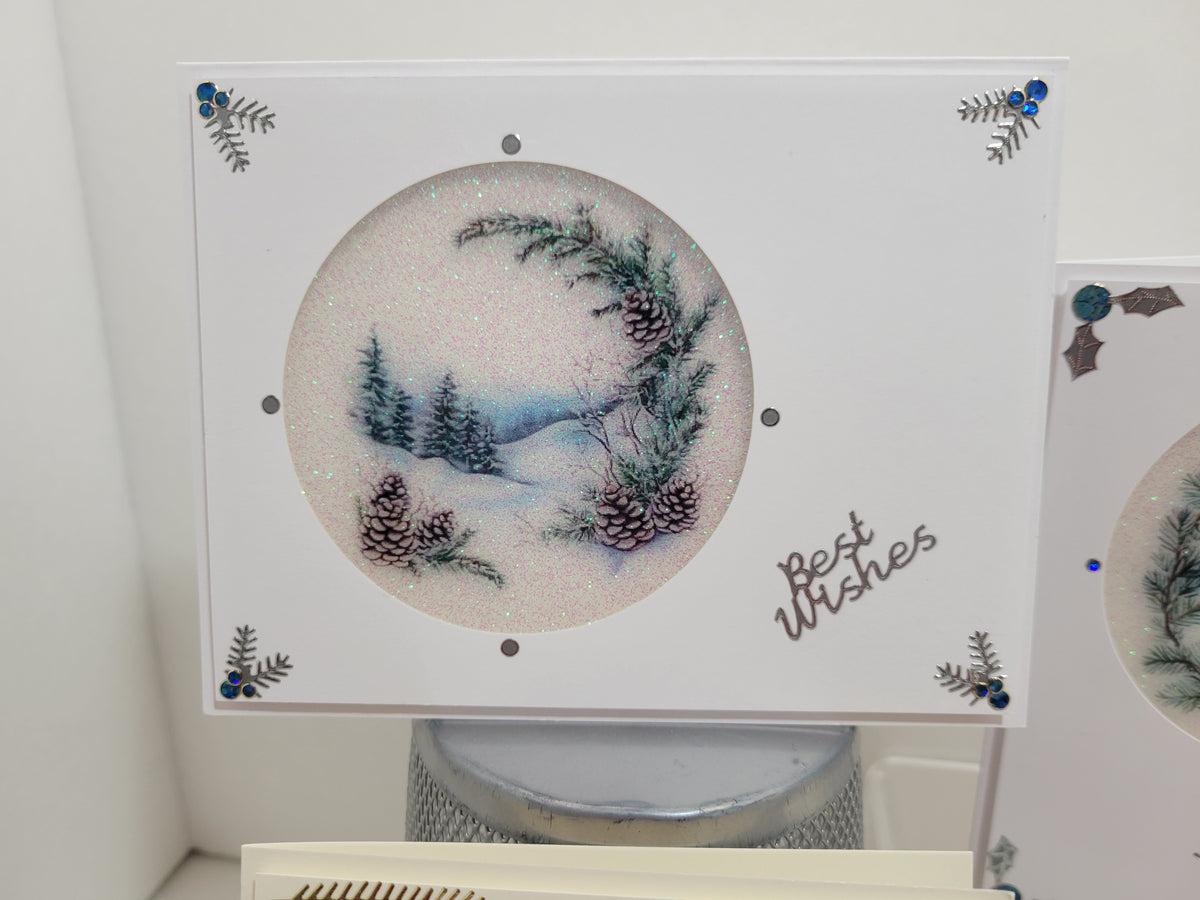 GlitterFilm and Vintage Hue 12 Card Kit Winter Branch Scenes