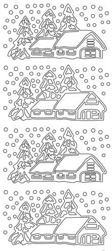 Snowy Cabin Outline Sticker 1.456 (362)