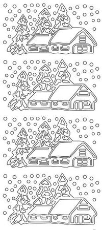 Snowy Cabin Outline Sticker 1.456 (362)