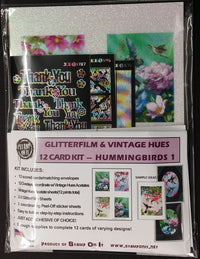GlitterFilm & Vintage Hues 12 Card Kit Hummingbirds 1