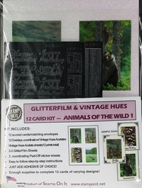 GlitterFilm & Vintage Hues 12 Card Kit Animals of the Wild 1
