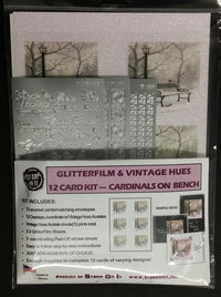 GlitterFilm & Vintage Hues 12 Card Kit Cardinals on Bench