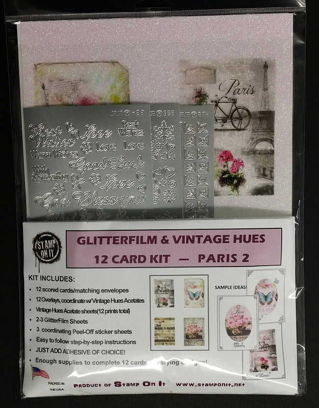 GlitterFilm & Vintage Hues 12 Card Kit Paris 2