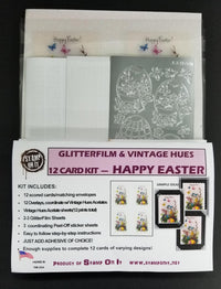 GlitterFilm & Vintage Hues 12 Card Kit Happy Easter