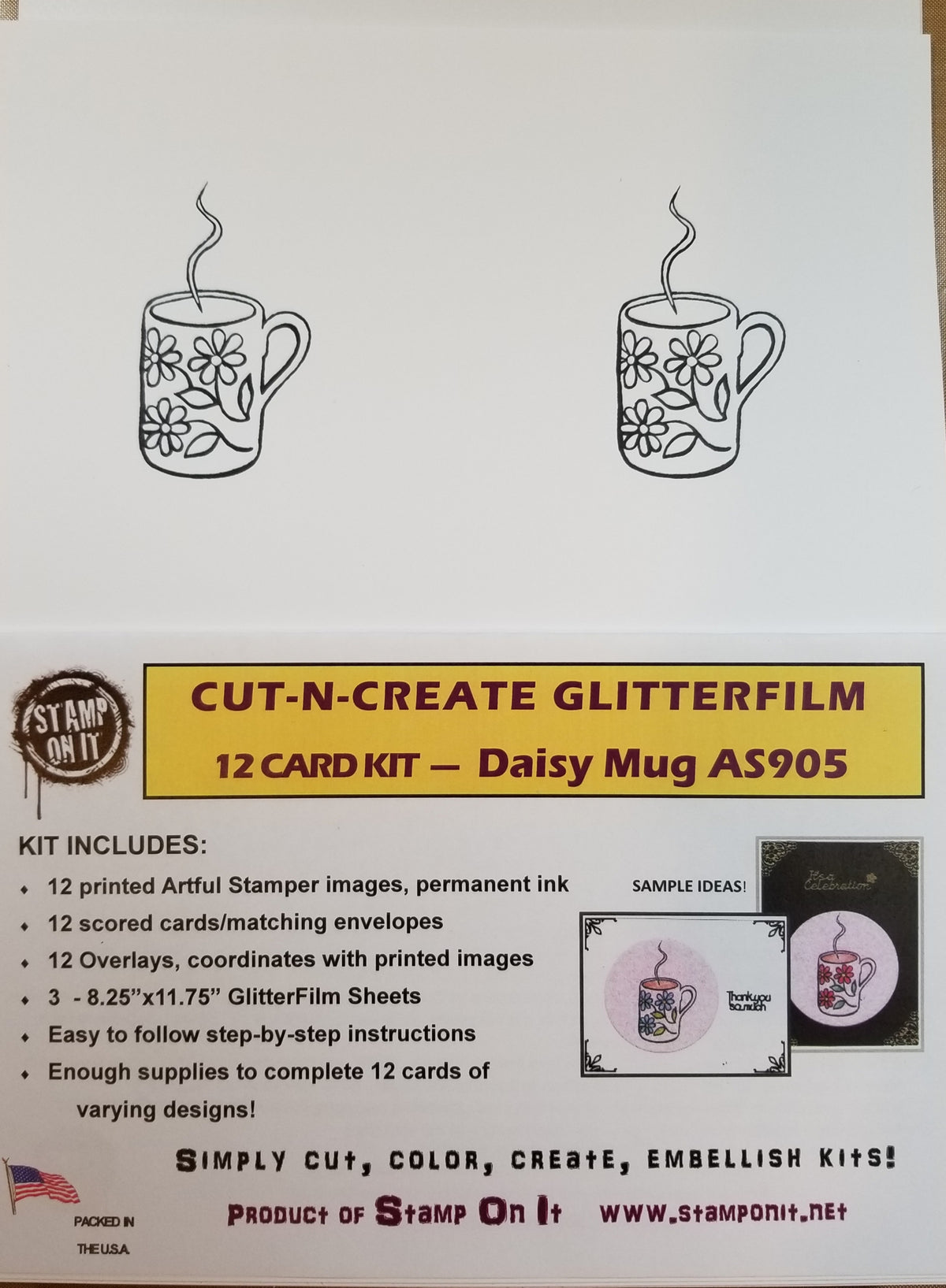 Cut-N-Create GlitterFilm 12 Card Kit Daisy Mug AS905