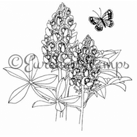 Butterfly and Bluebonnet Art Rubber Stamp  ES 21201L