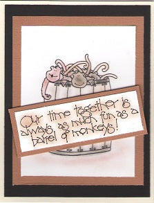 Barrel of Monkeys Art Rubber Stamp  25001 J