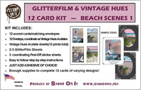 GlitterFilm & Vintage Hues 12 Card Kit Beach Scenes 1