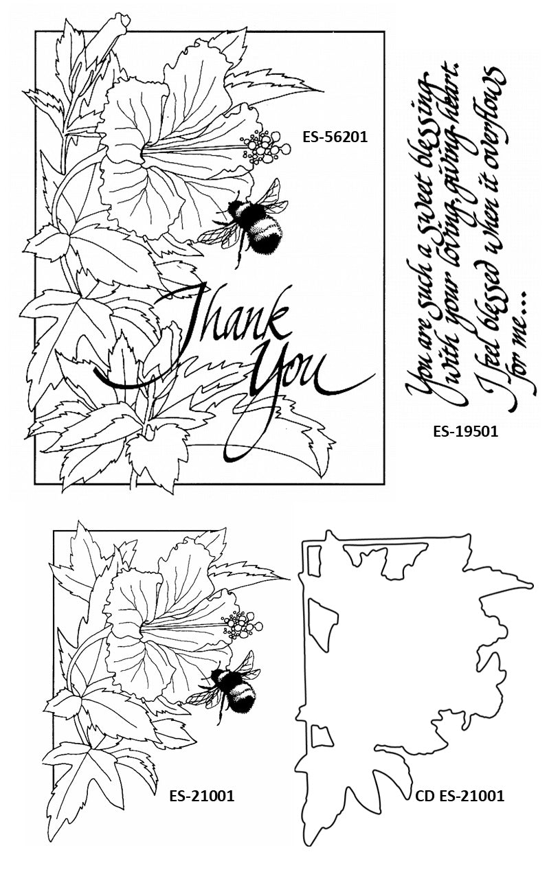 Thank You Hibiscus and Bee Framed Stamp Kit ES-56201