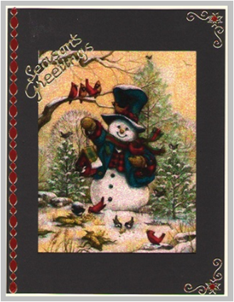 GlitterFilm & Vintage Hues 12 Card Kit Birdkeeper Snowman