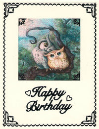 GlitterFilm & Vintage Hues 12 Card Kit Whimsical Owl Squares 1