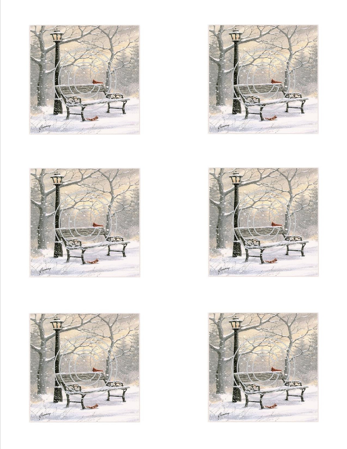 GlitterFilm & Vintage Hues 12 Card Kit Cardinals on Bench