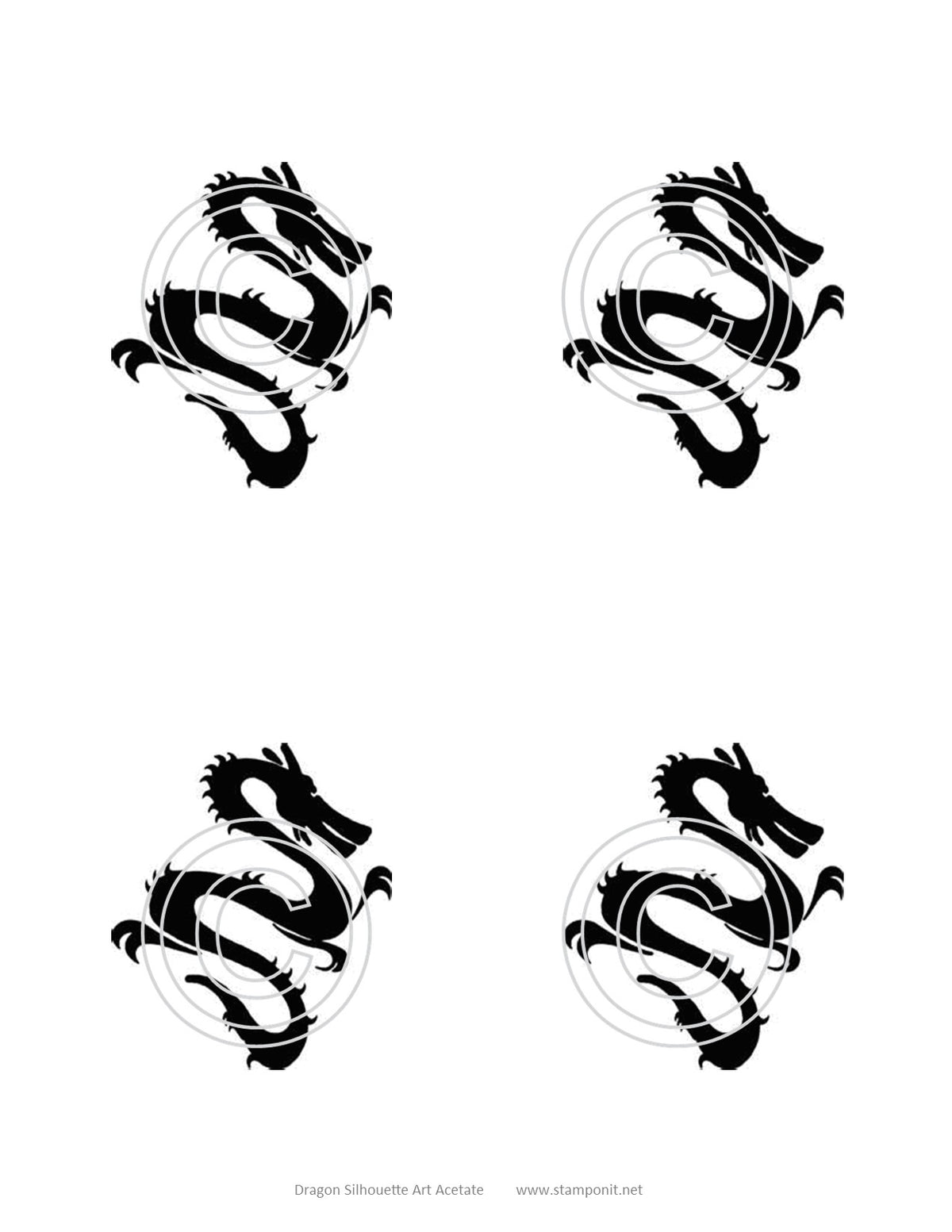 Dragon Art Acetate Silhouette